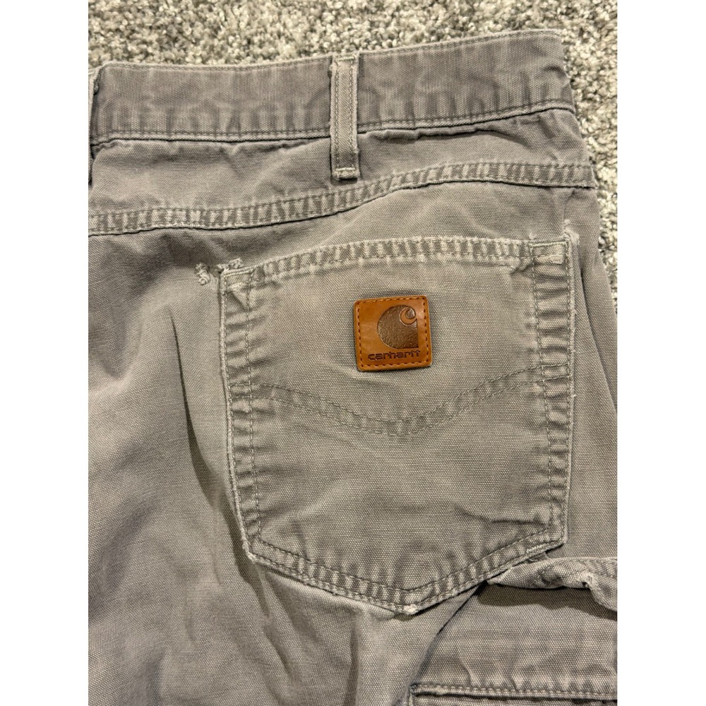 Carhartt Work Pant Men 36x32 Grey B159 Loose Fit Canvas Carpenter Distressed * - Picture 8 of 12